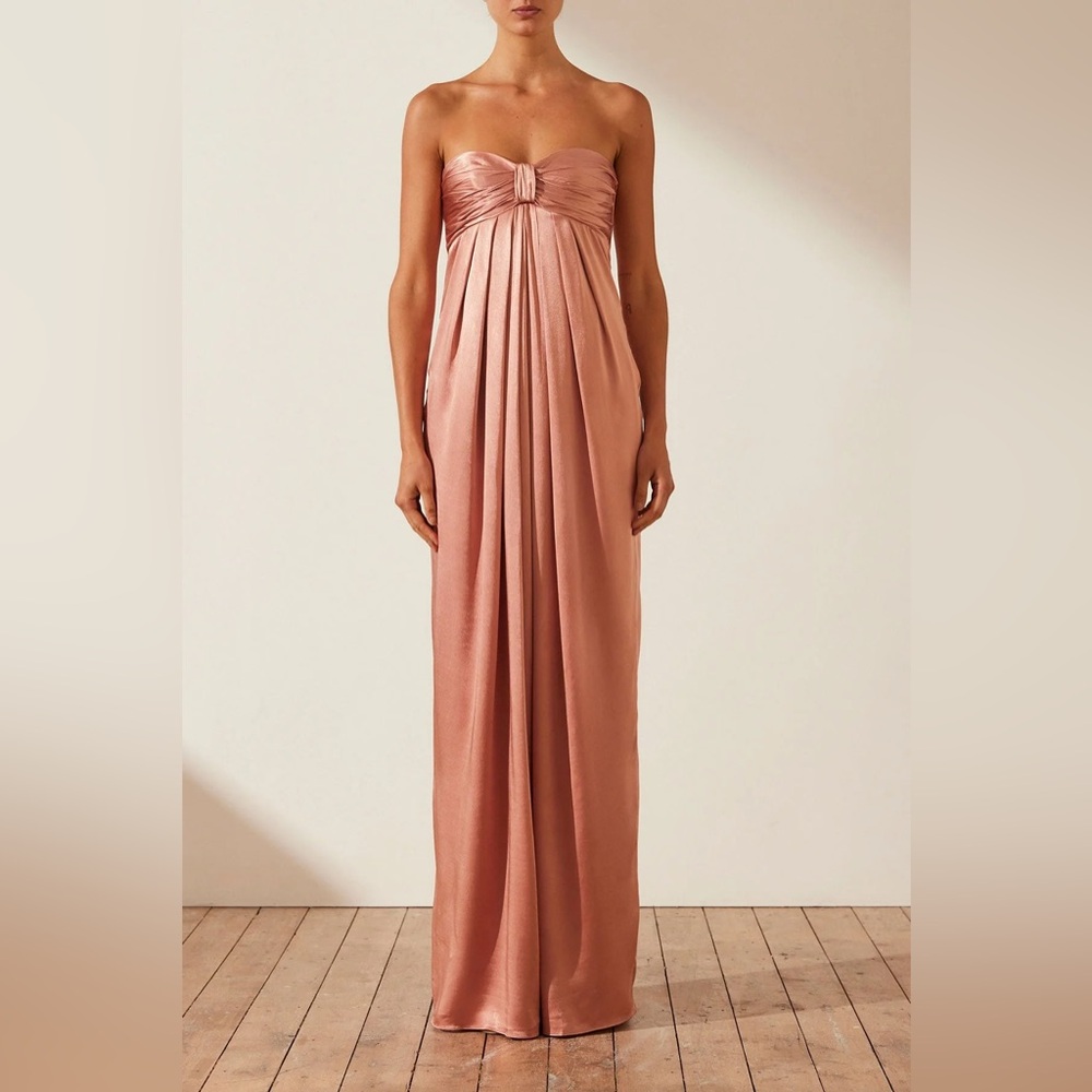 Shona Joy La Lune Strapless Knot Maxi Dress Antique Rose Bridesmaids Dress